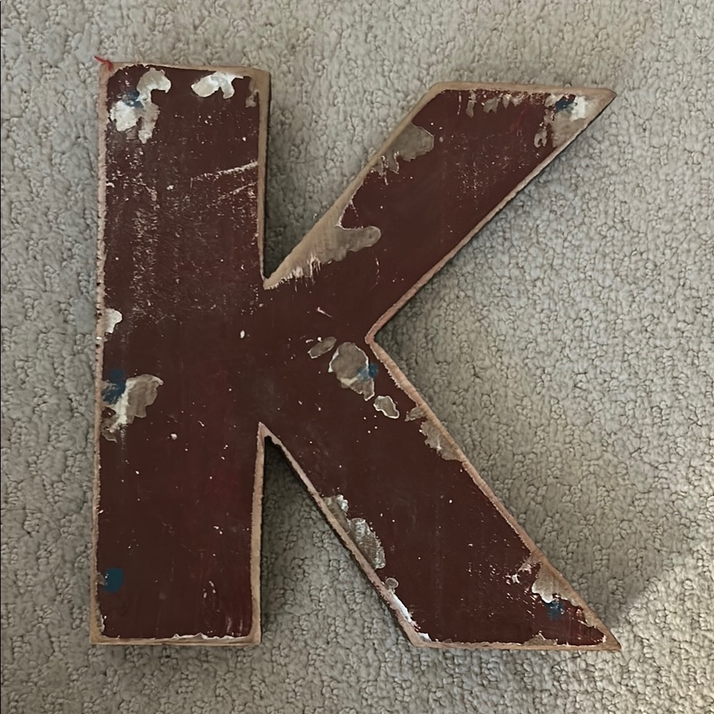 Rustic Red Wooden Letter K